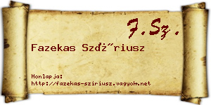 Fazekas Szíriusz névjegykártya